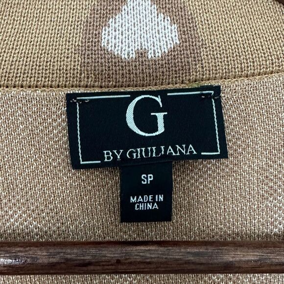 G by Giuliana Jacquard Duster Cardigan Animal Print Tan Size Small - Picture 2 of 4
